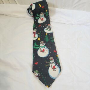 Hallmark Happy Holiday Snowman Polyester Christmas Neck Tie Made In USA